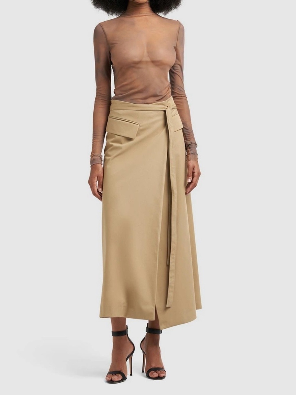 SPORTMAX Deserto maxi wrap skirt beige size US 4 NWT